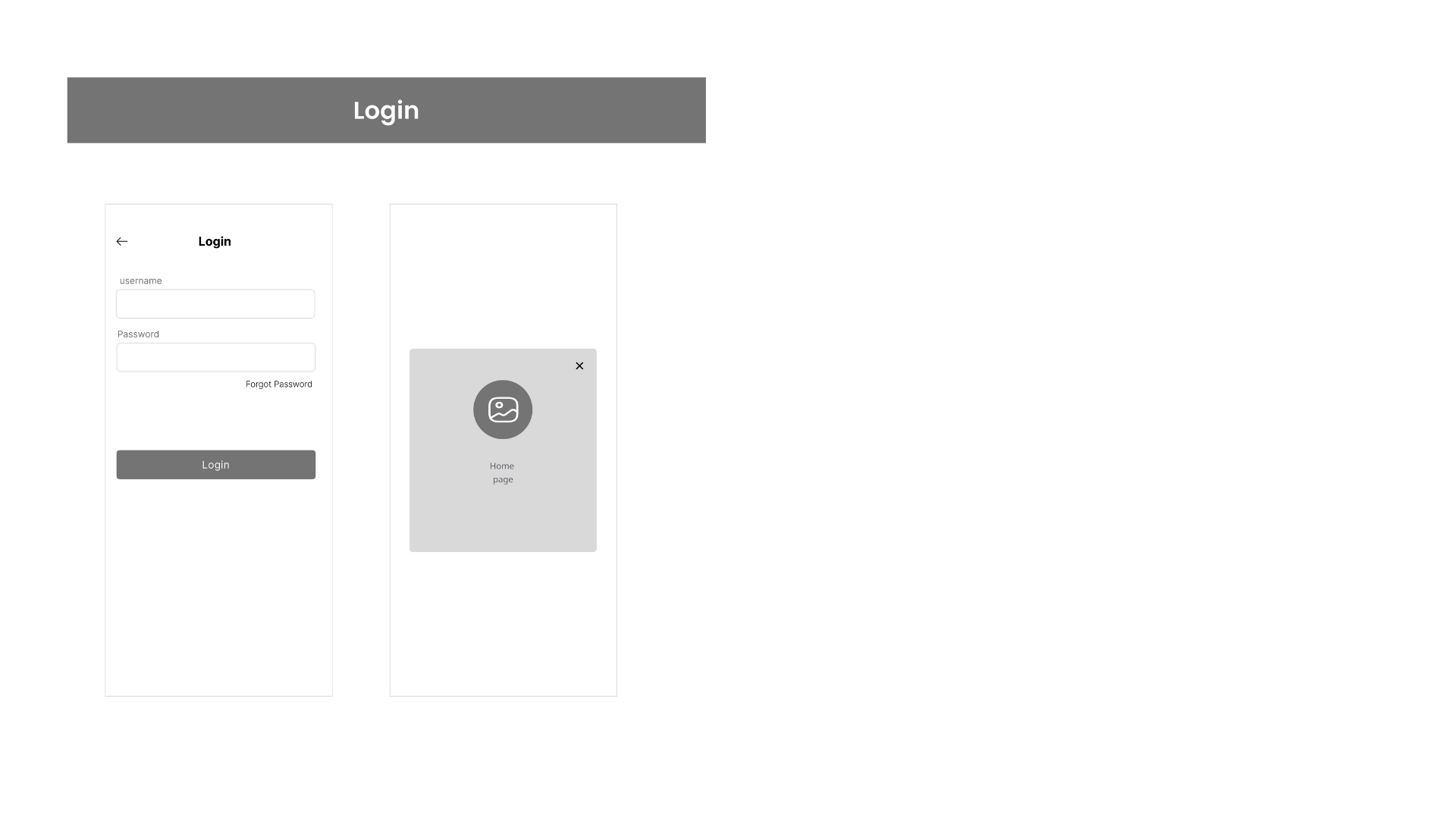 Knit&Go login wireframe